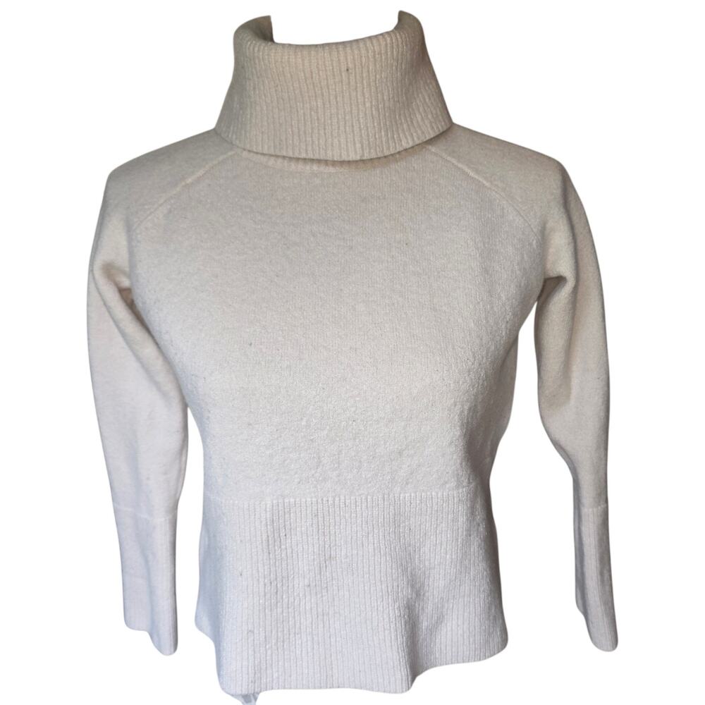 Athleta Wool Cashmere Turtleneck Sweater Cream Size XS